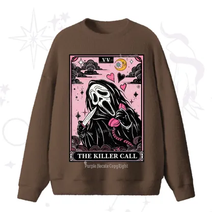Purplehecate The Killer Call Tarot Card Fuzzy Ugly Sweater