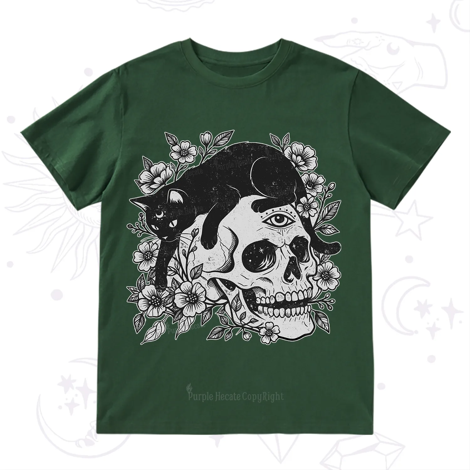 Purplehecate Black Cats In A Skull T-Shirt