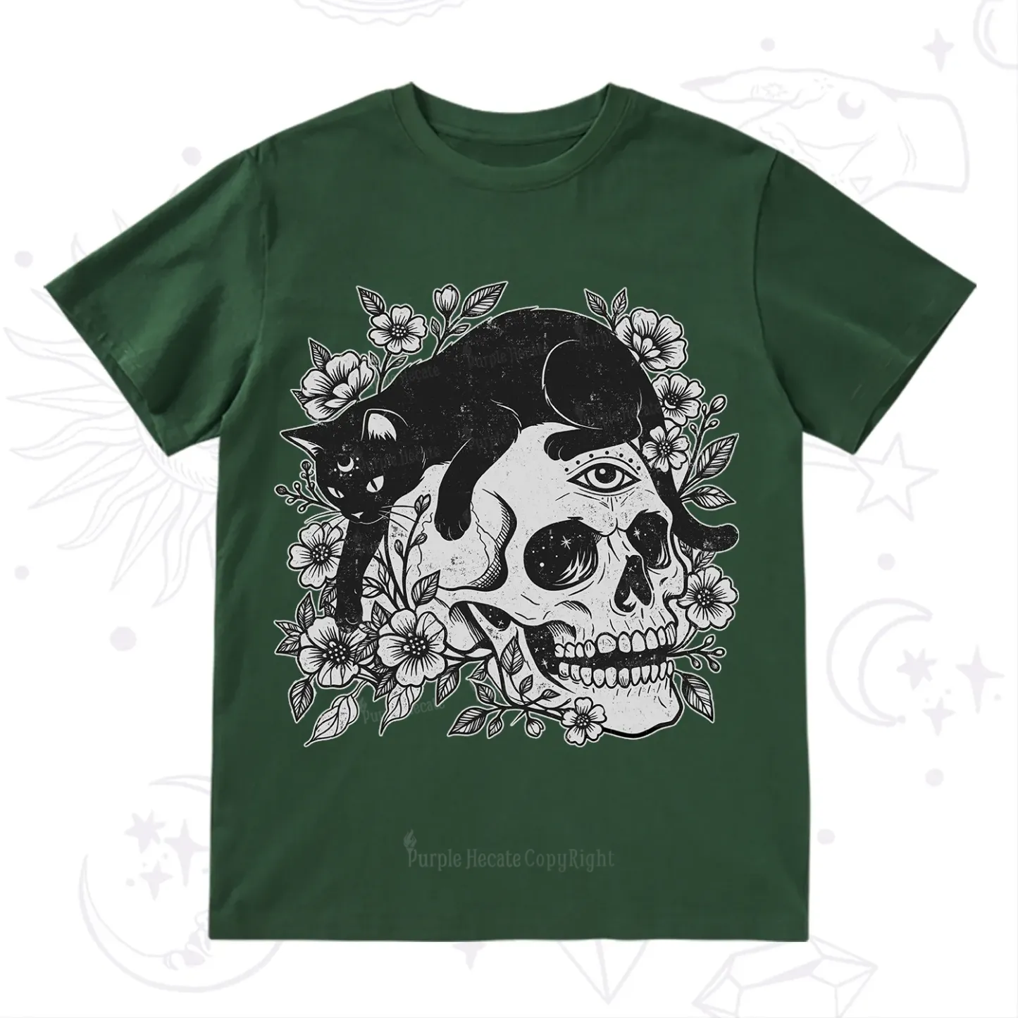Purplehecate Black Cats In A Skull T-Shirt