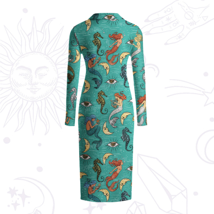 Purplehecate Mermaid Magic Ribbed Knit Dress