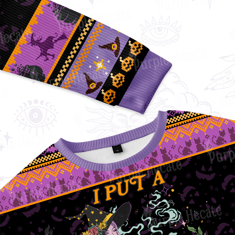 Purplehecate I Put A Spell On You Ugly Halloween Sweatshirts