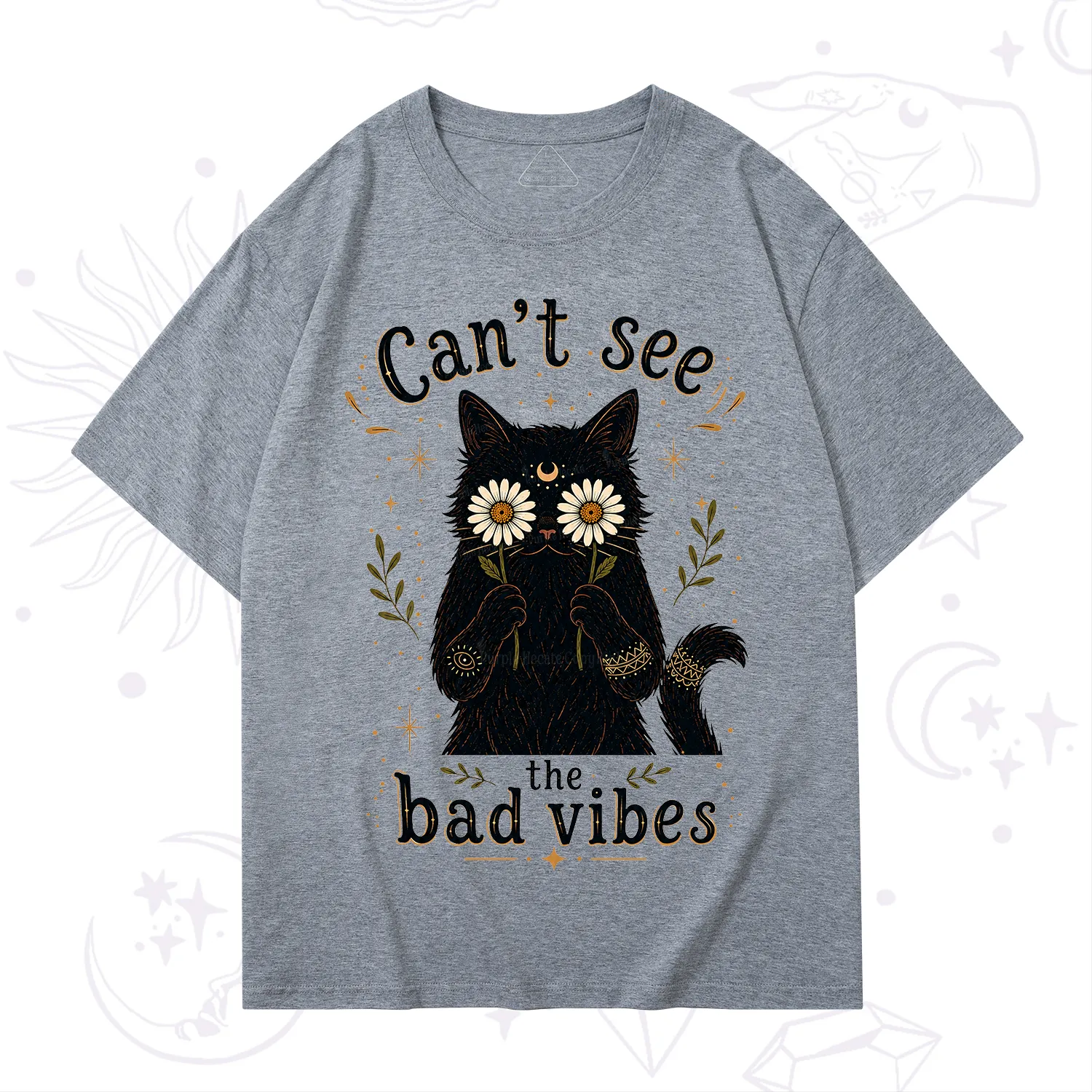 Purplehecate Can't See the Bad Vibes Black Cat T-Shirt