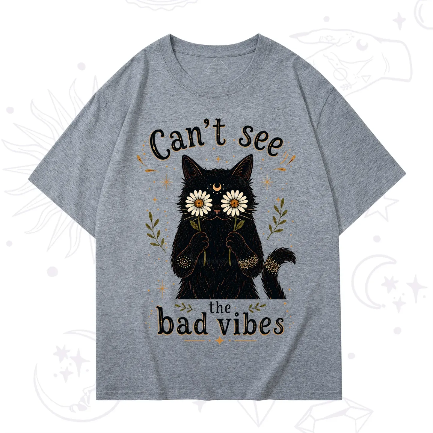 Purplehecate Can't See the Bad Vibes Black Cat T-Shirt