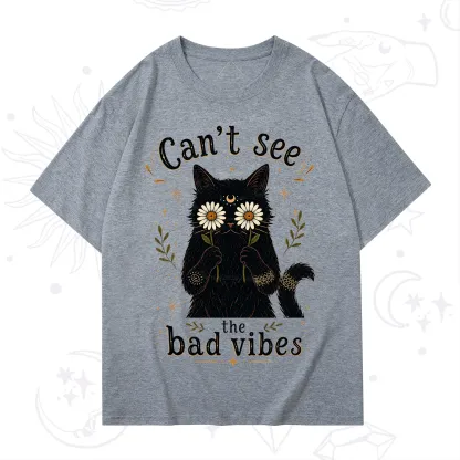 Purplehecate Can't See the Bad Vibes Black Cat T-Shirt