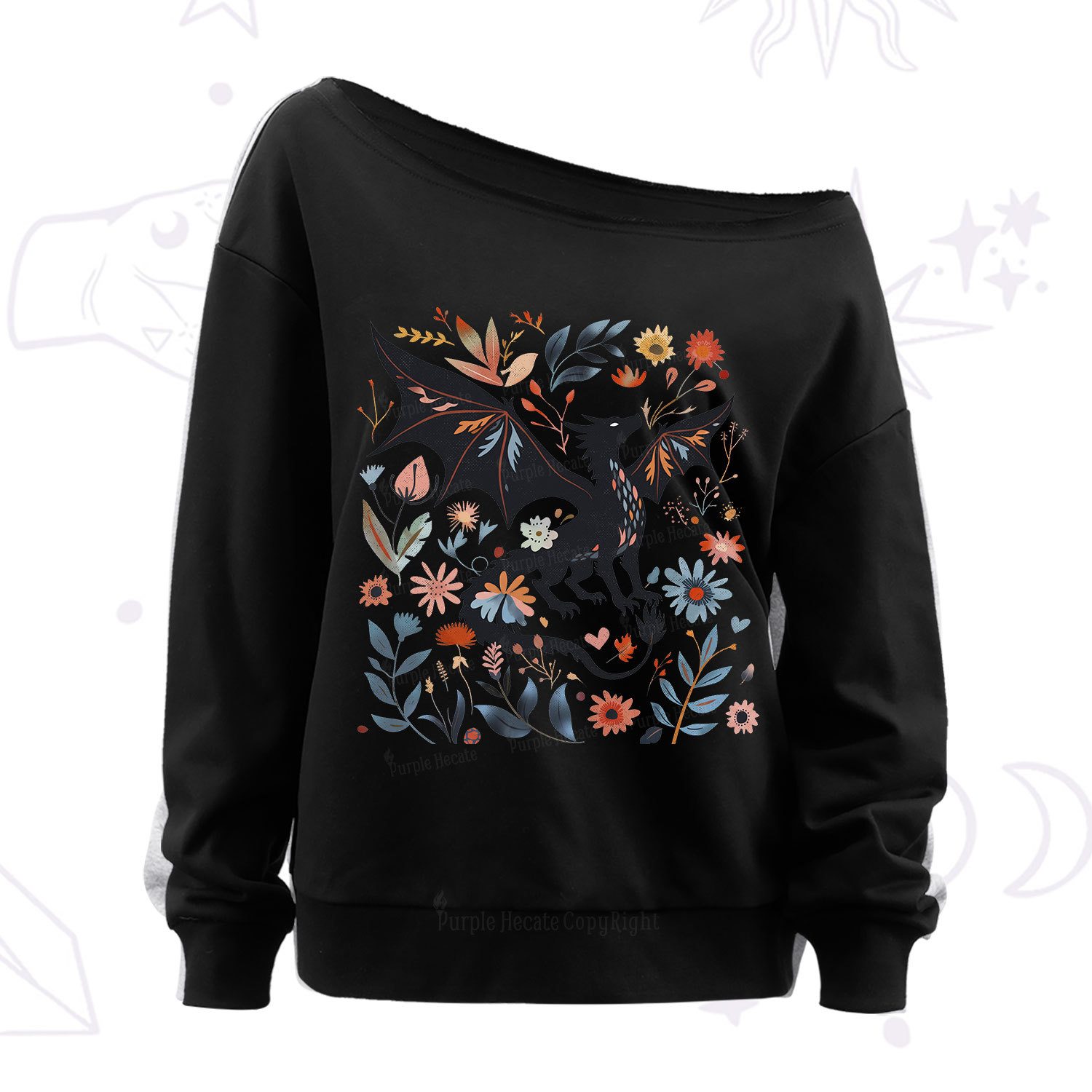 Purplehecate Vintage Fantasy Wyvern Bookish Off The Shoulder Sweat