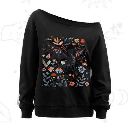 Purplehecate Vintage Fantasy Wyvern Bookish Off The Shoulder Sweatshirt