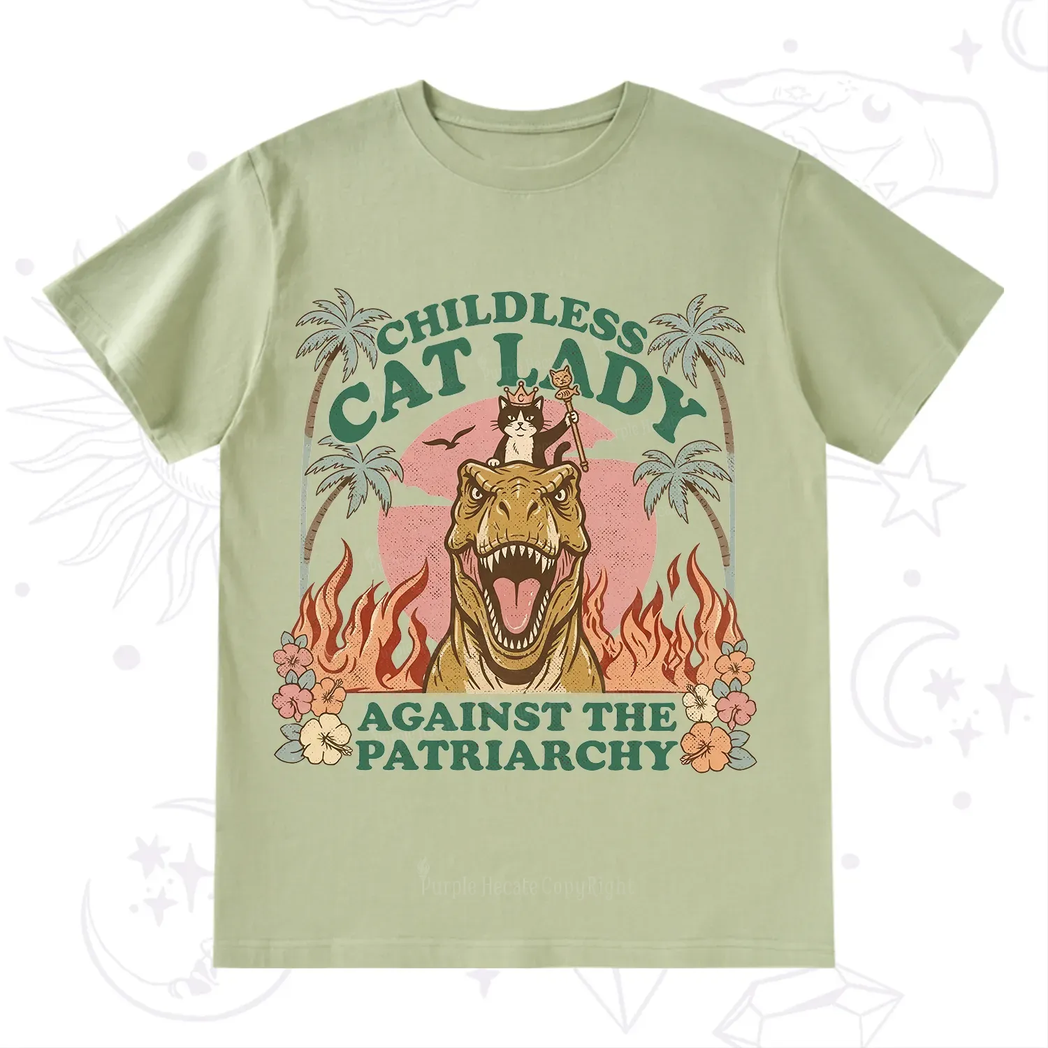 Purplehecate Childless Cat Lady Burn the Patriarchy T-Shirt