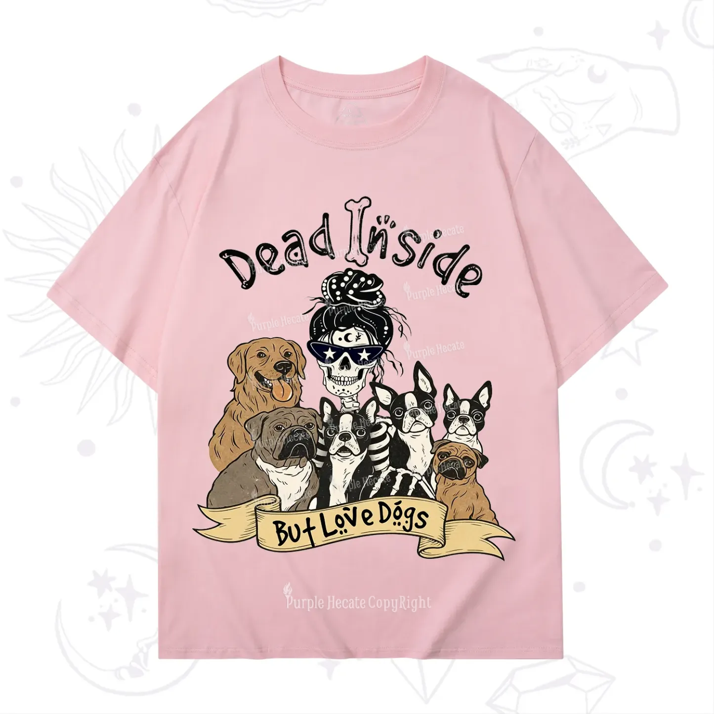 Purplehecate Dead Inside But Love Dogs T-Shirt