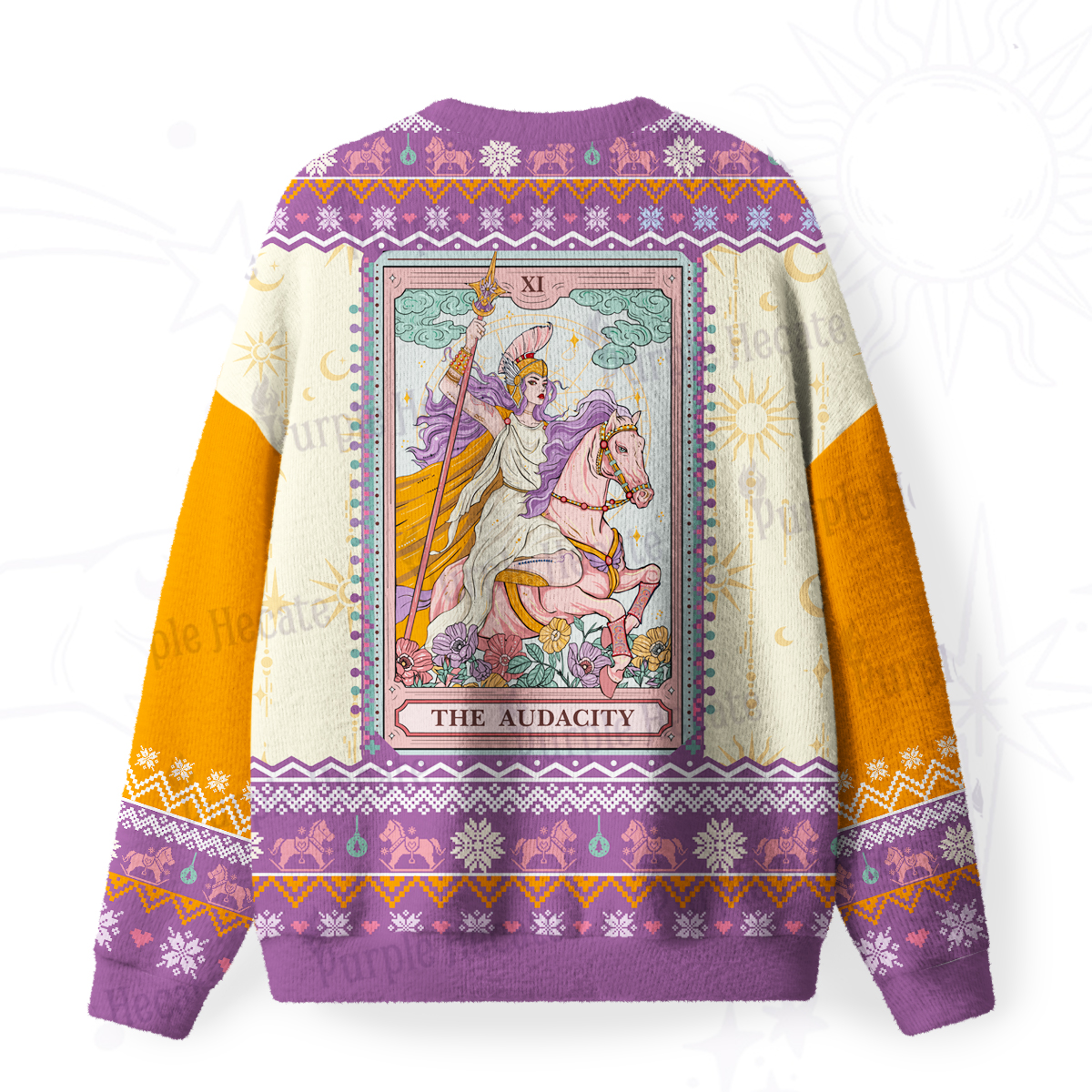 Purplehecate The Audacity Tarot Card  Fuzzy Ugly Christmas Sweatshirt