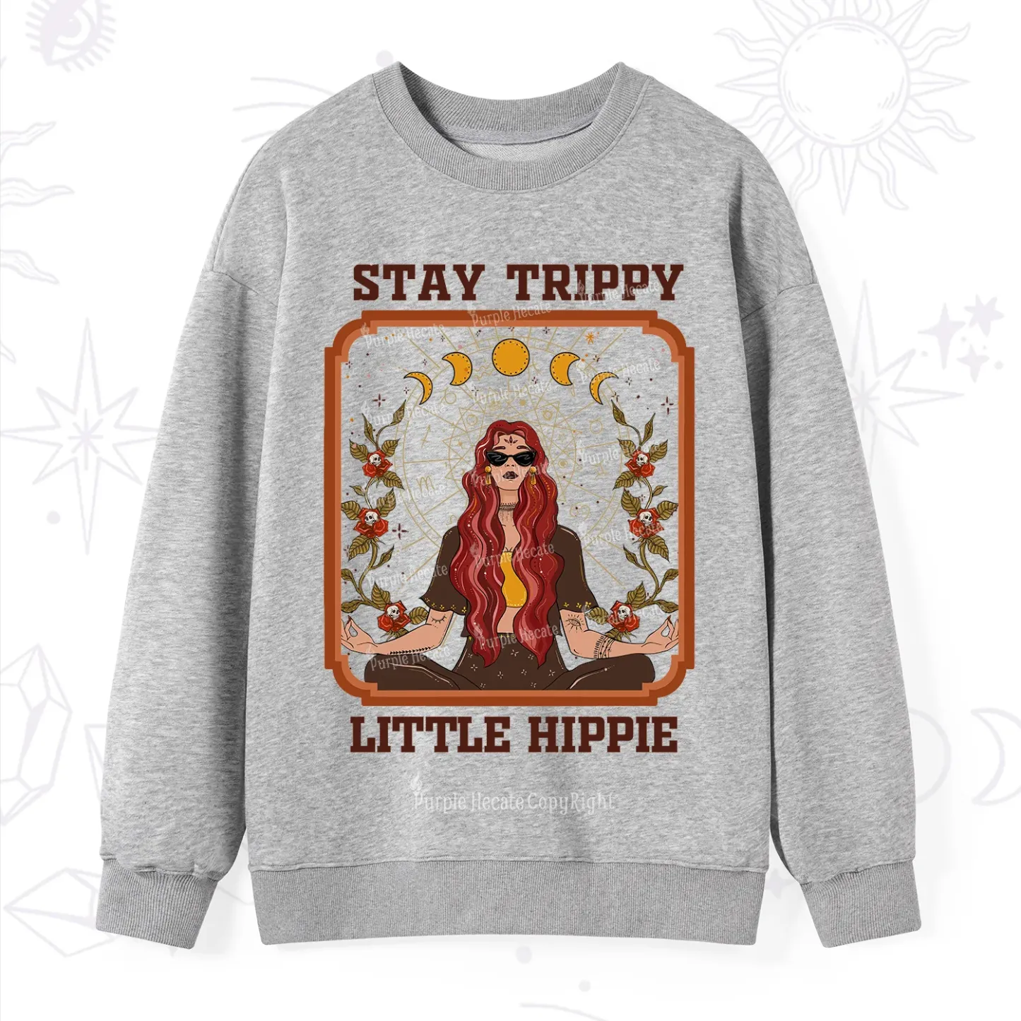 Purplehecate Stay Trippy Little Witchy Hippie Sweatshirt