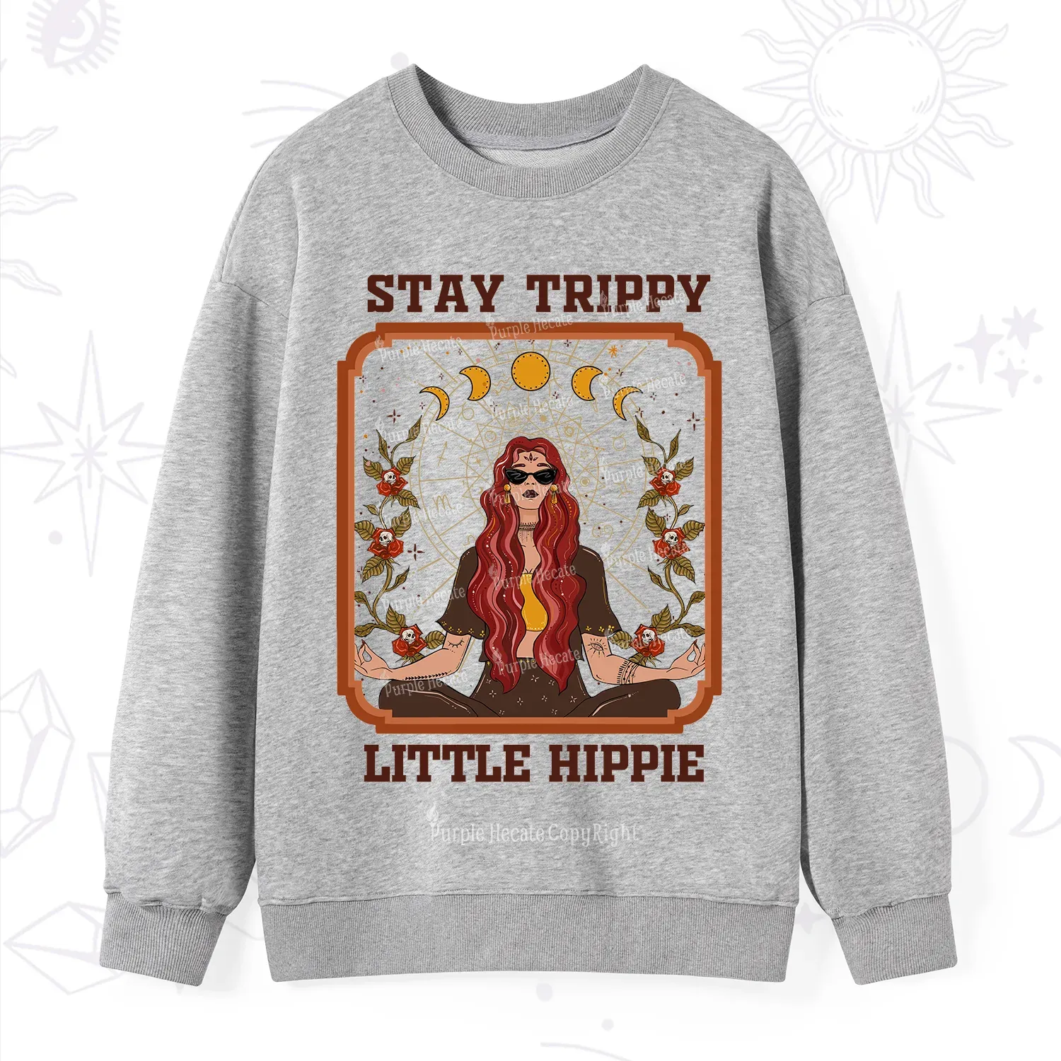 Purplehecate Stay Trippy Little Witchy Hippie Sweatshirt