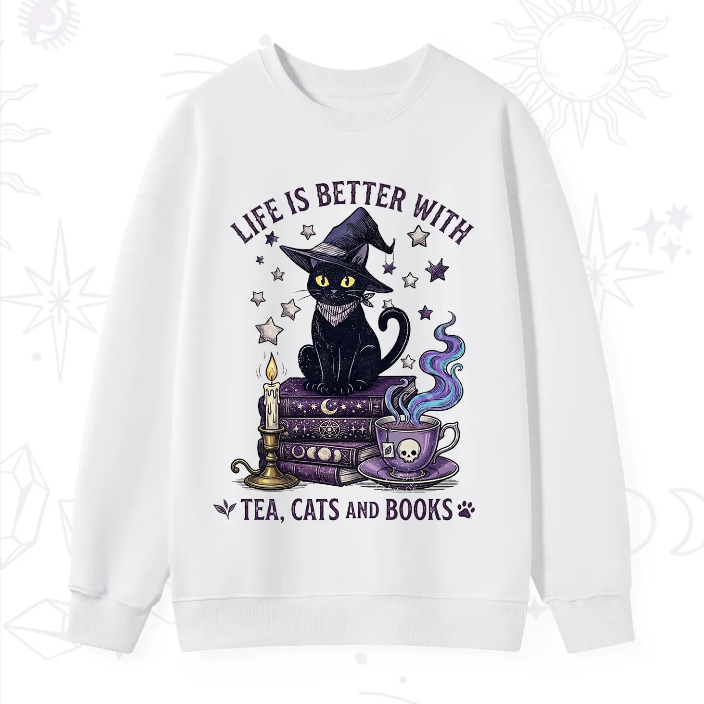 Purplehecate Life Is Better With Cats And Books Sweatshirt