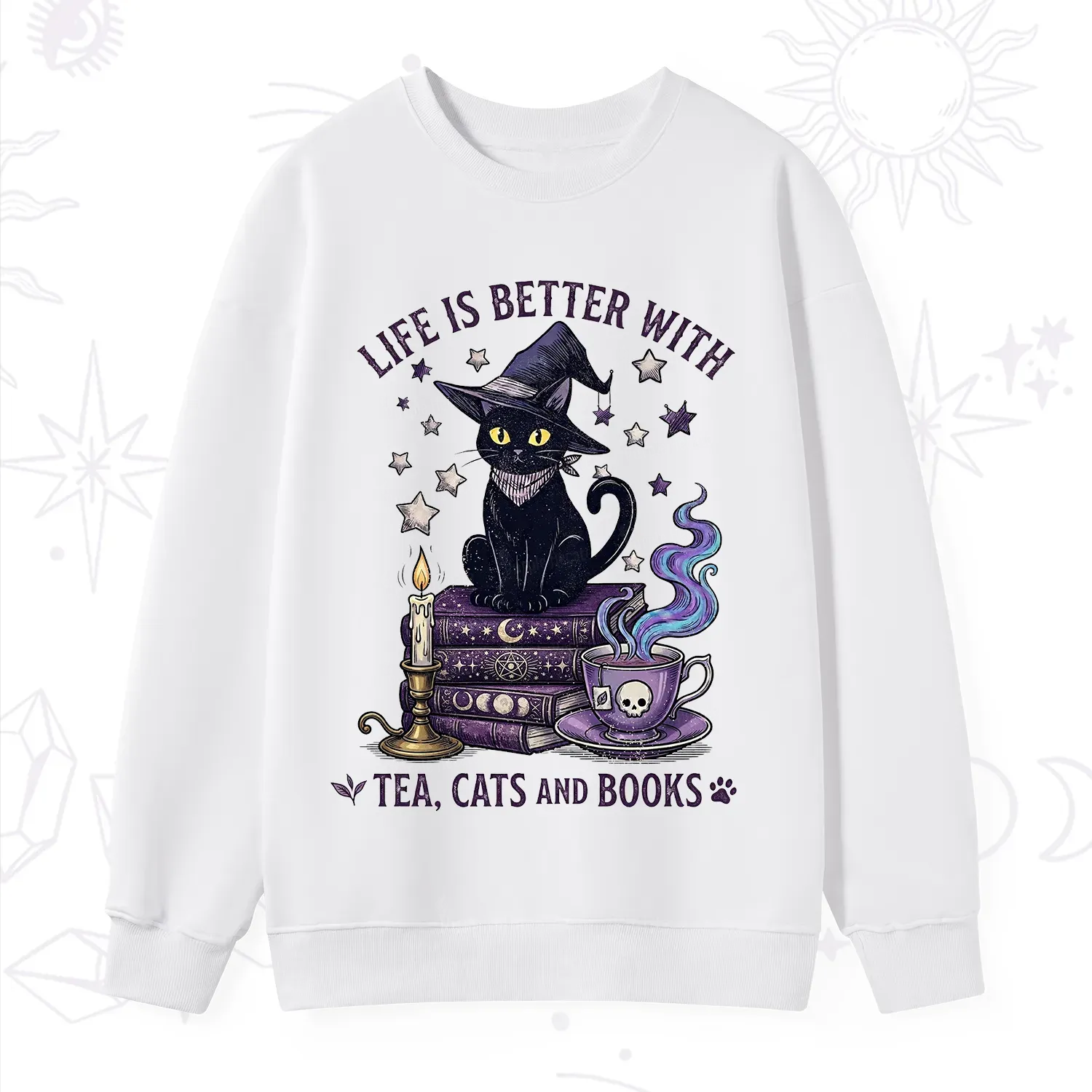 Purplehecate Life Is Better With Cats And Books Sweatshirt