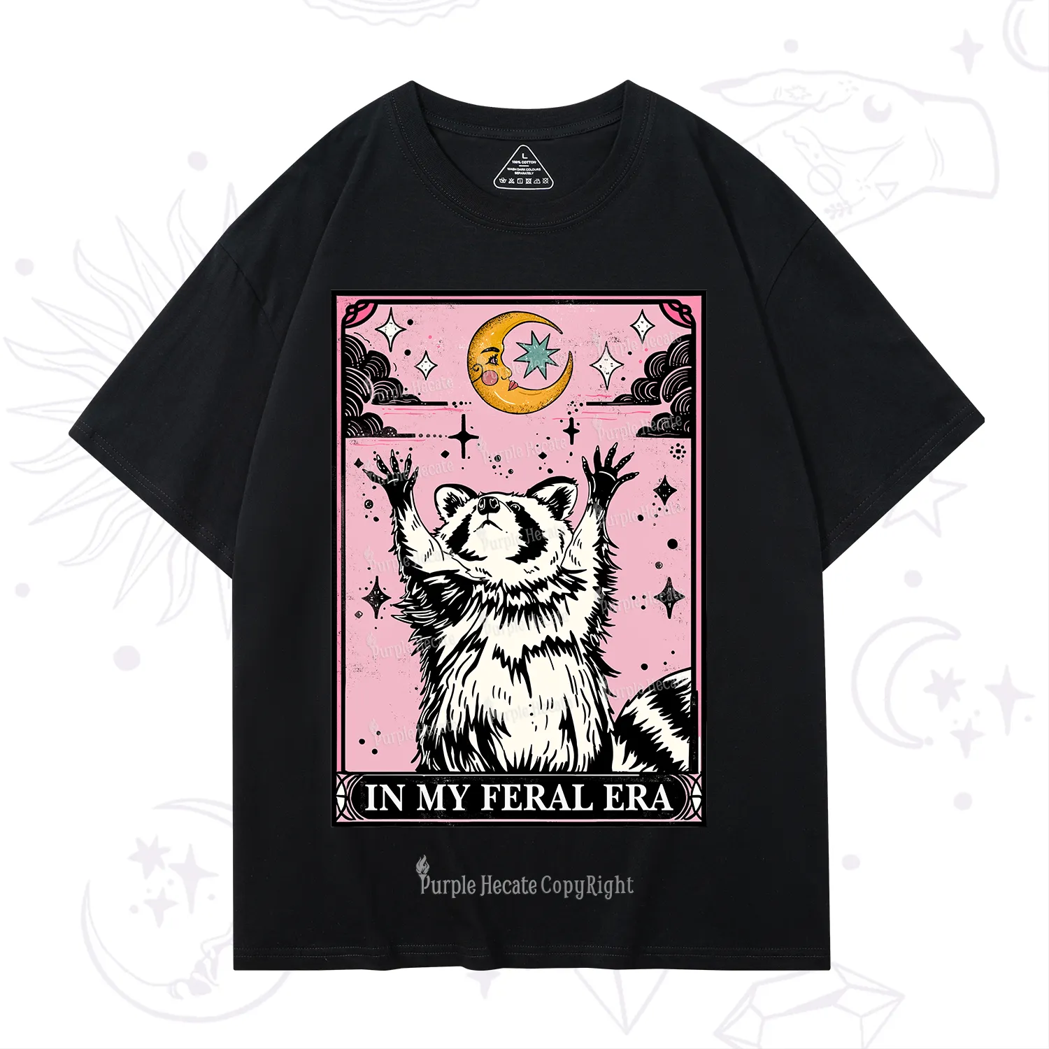 Purplehecate The In My Feral Era Tarot Raccoon T-Shirt