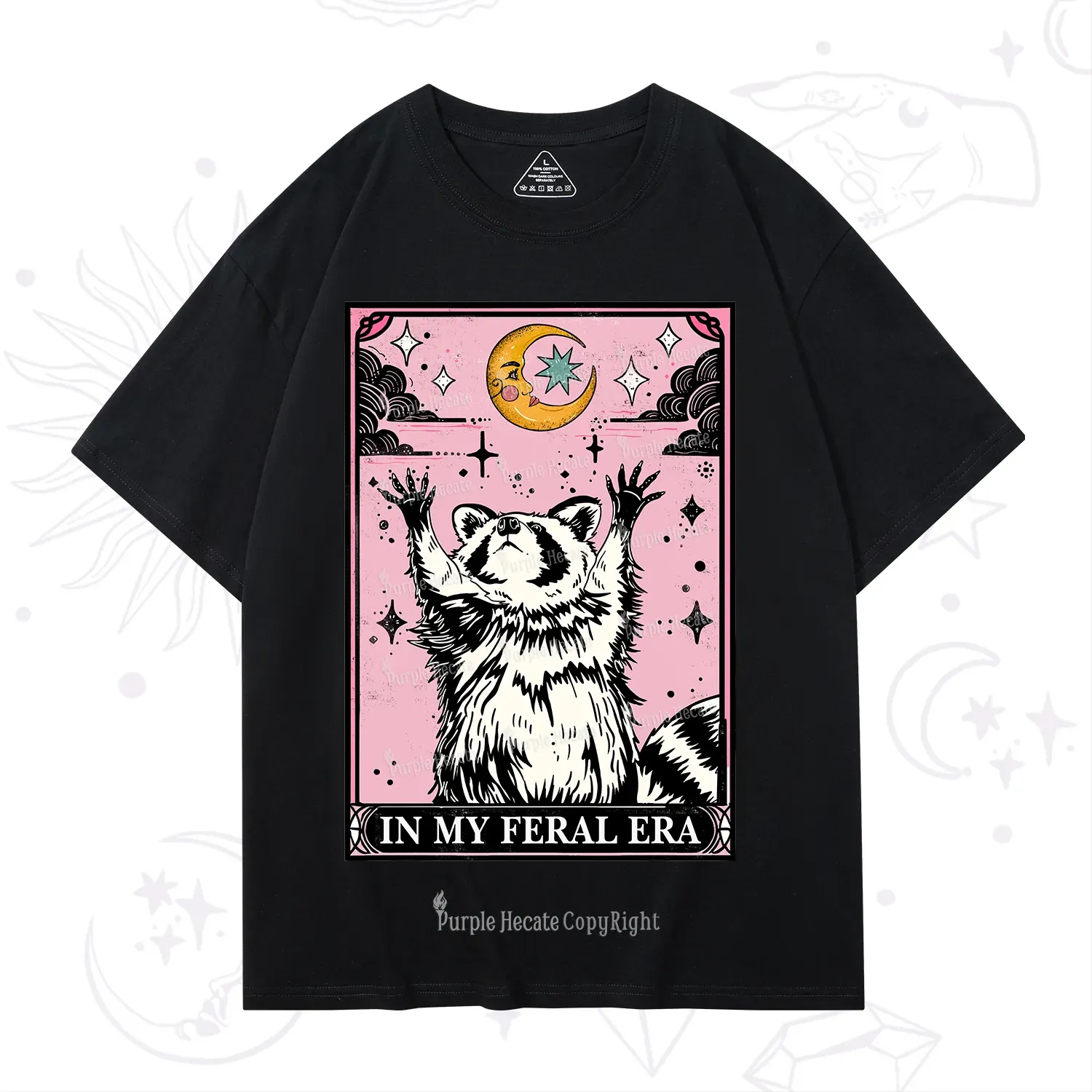 Purplehecate The In My Feral Era Tarot Raccoon T-Shirt