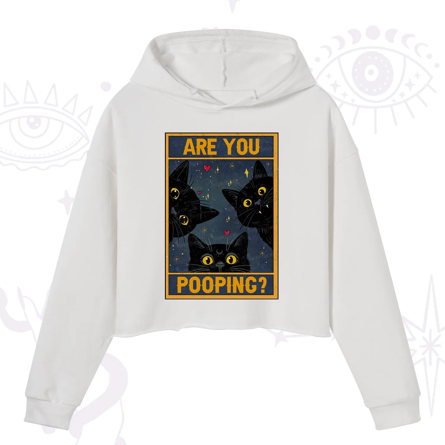 Purplehecate Funny Black Cat Are You Pooping Crop Hoodie