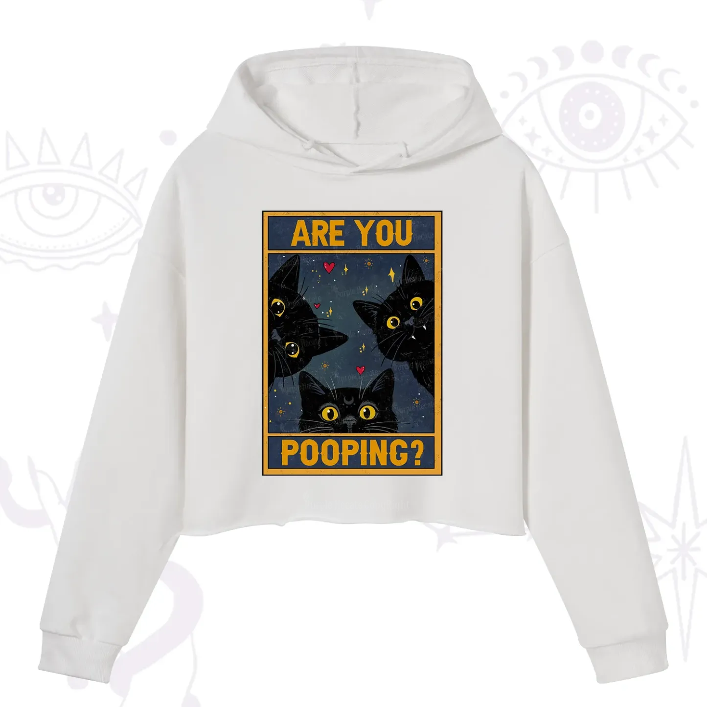 Purplehecate Funny Black Cat Are You Pooping Crop Hoodie