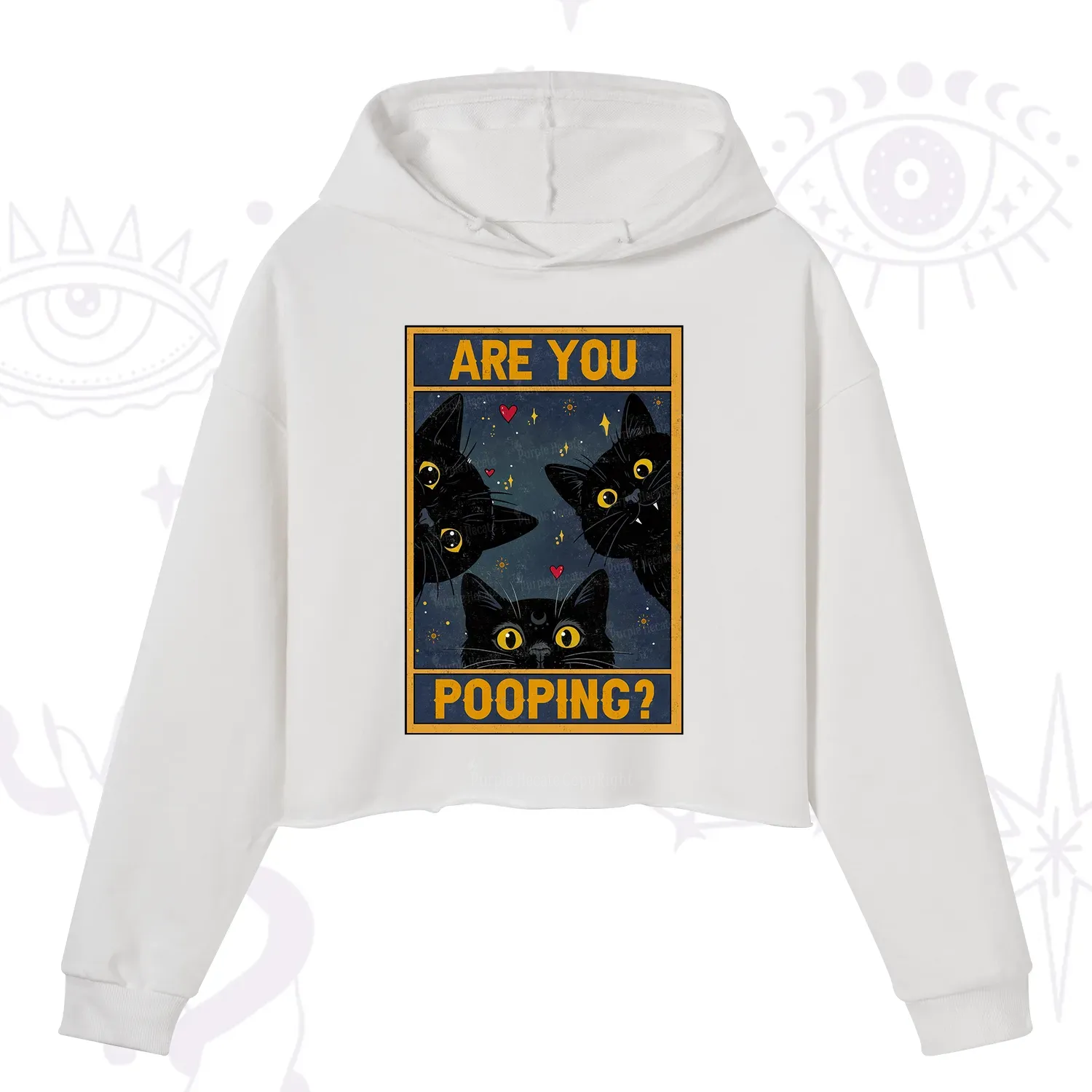 Purplehecate Funny Black Cat Are You Pooping Crop Hoodie