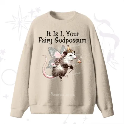 Purplehecate It Is I Your Fairy Godpossum Fuzzy Ugly Sweater