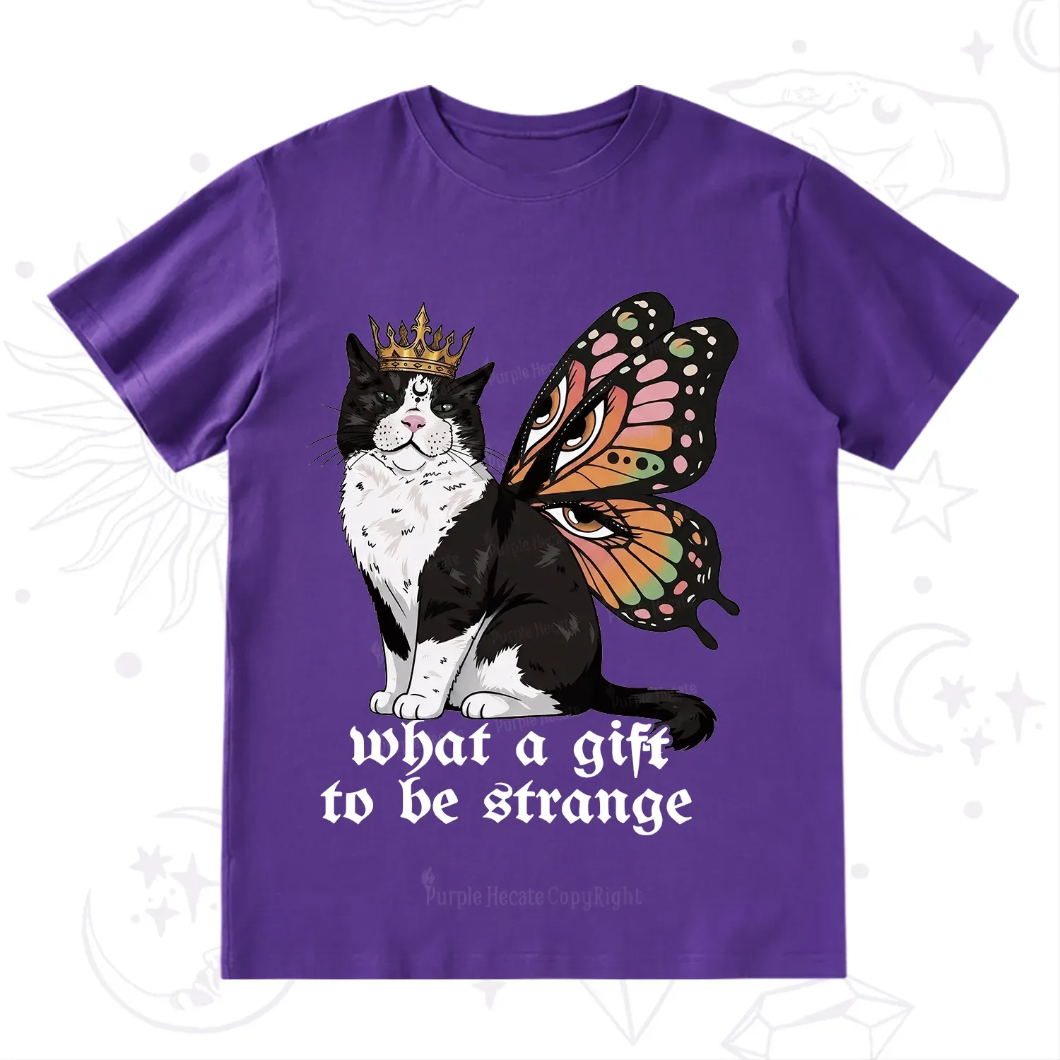 Purplehecate What a Gift to Be Strange Cat T-Shirt