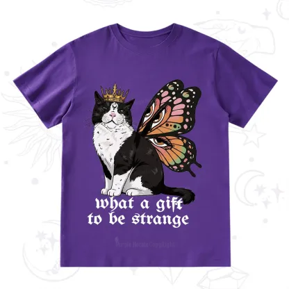 Purplehecate What a Gift to Be Strange Cat T-Shirt
