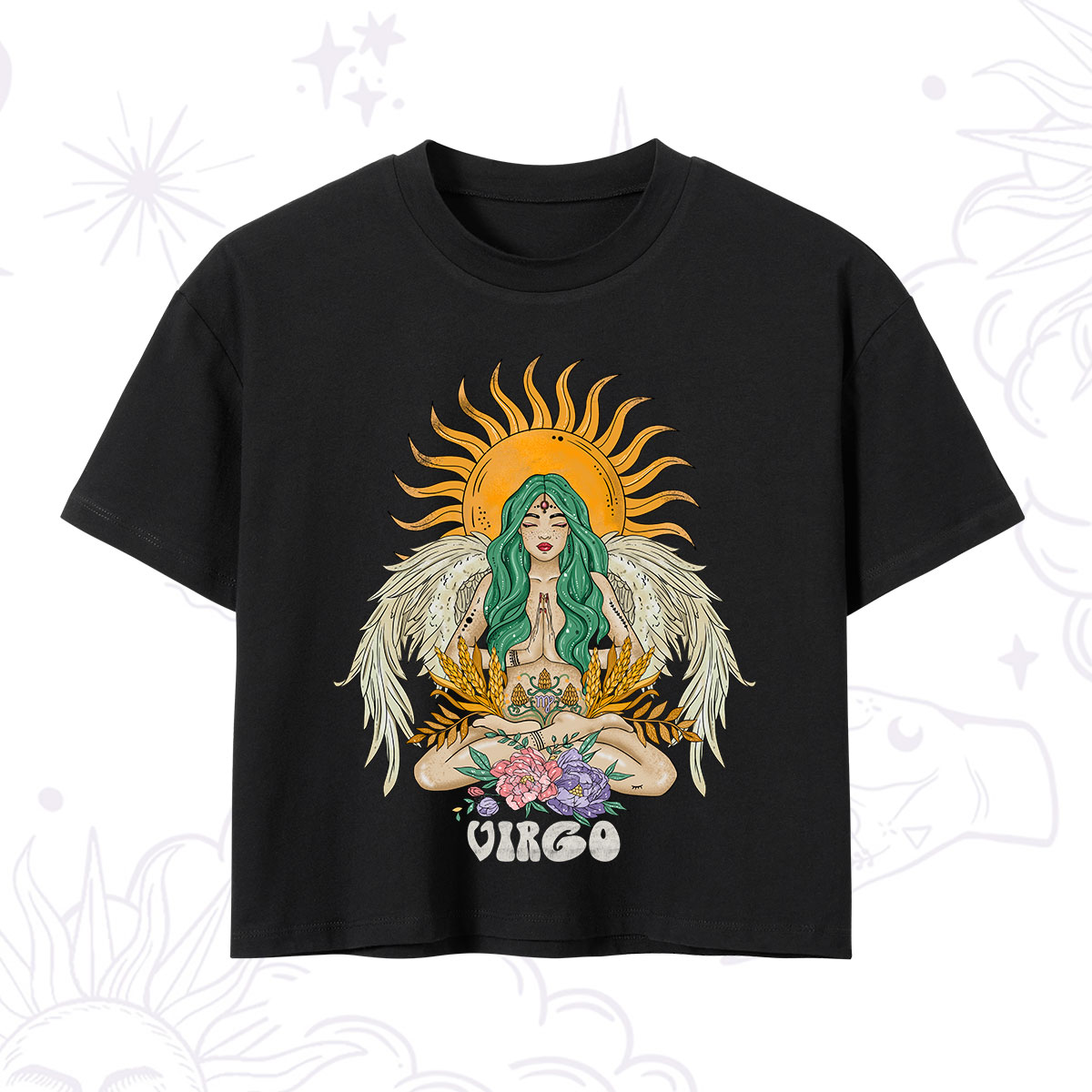 Purplehecate Sun Guardian Of Virgo Zodiac Crop T-Shirt 