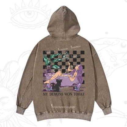 Purplehecate My Demons Won Today Washed Hoodie