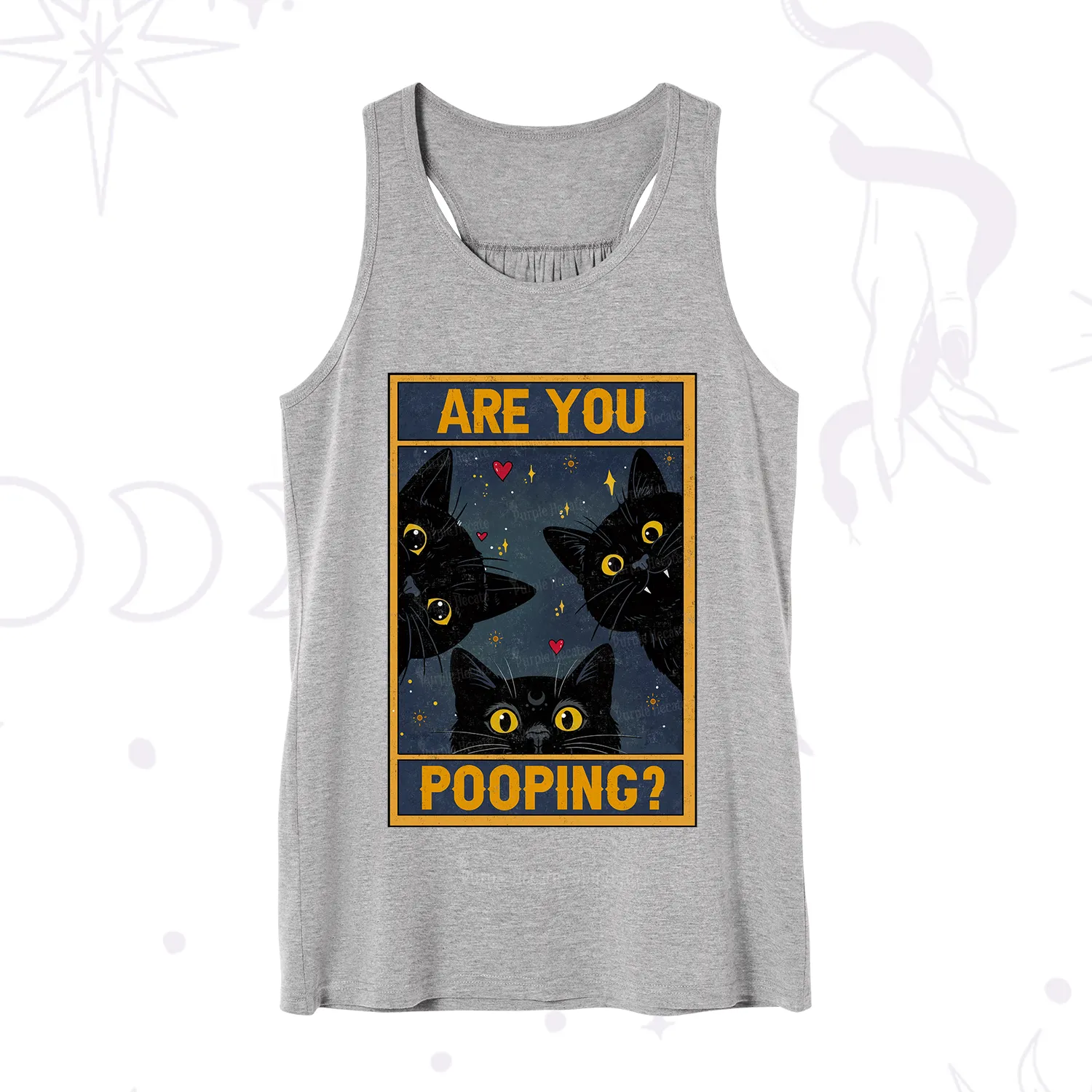 Purplehecate Funny Black Cat Are You Pooping Tank