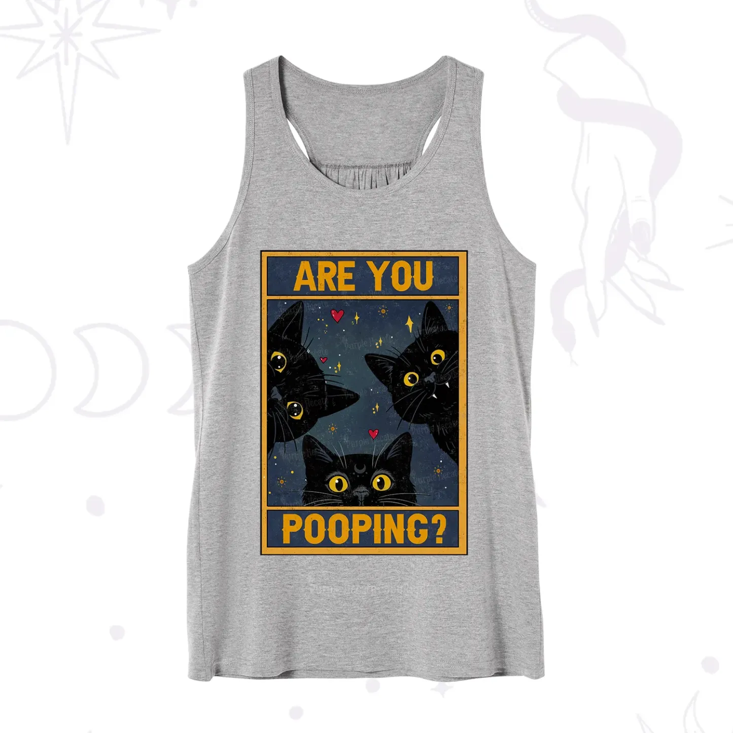 Purplehecate Funny Black Cat Are You Pooping Tank