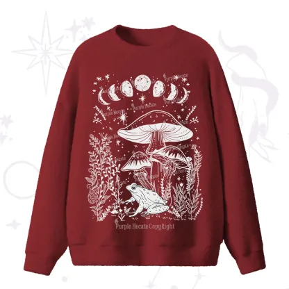 Purplehecate Celestial Frog Mushrooms Fuzzy Ugly Sweater