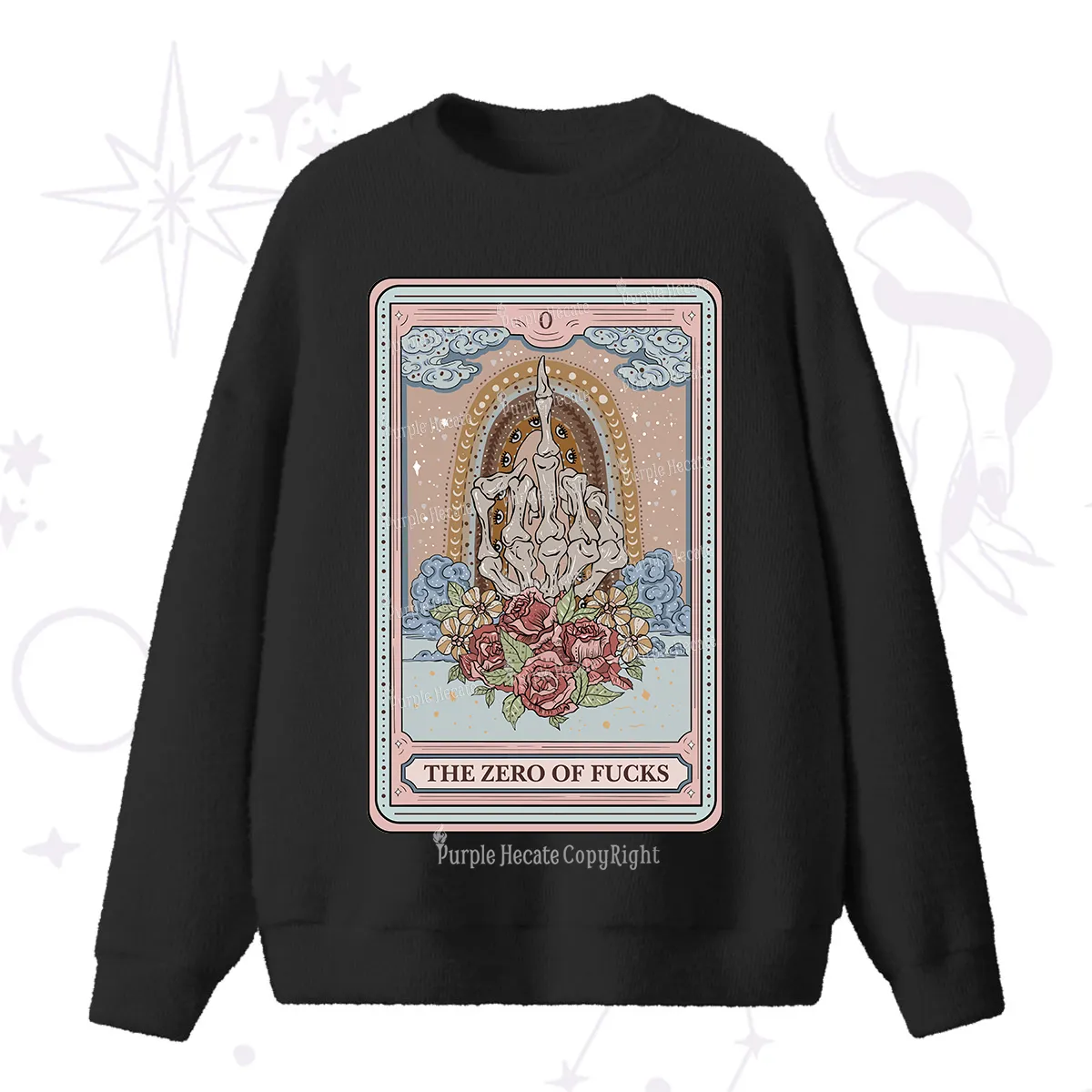Purplehecate The Zero Of Fucks Tarot Fuzzy Ugly Sweater