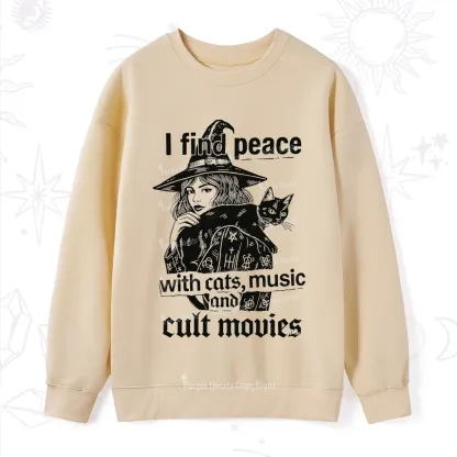Purplehecate I Find Peace With Cats Music Cult Movies Sweatshirt
