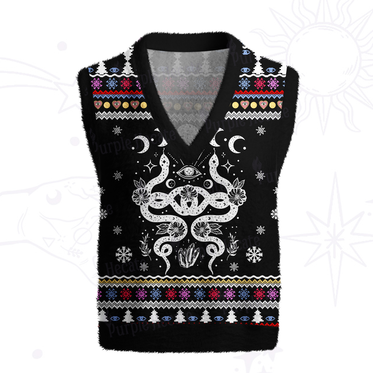 Purplehecate Lunar Serpent Alchemy Ugly Sweater Vest