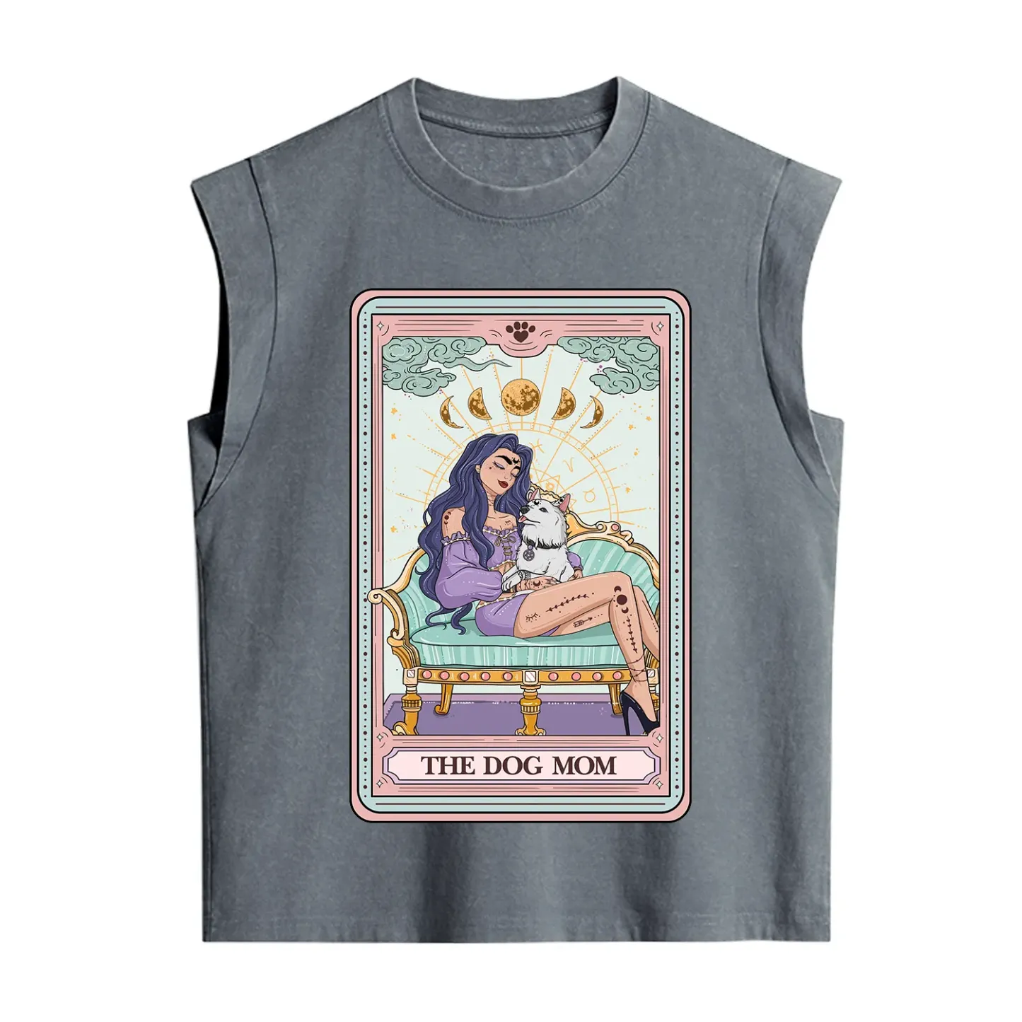 Purplehecate The Dog Mom Tarot Card Vintage Washed Tank