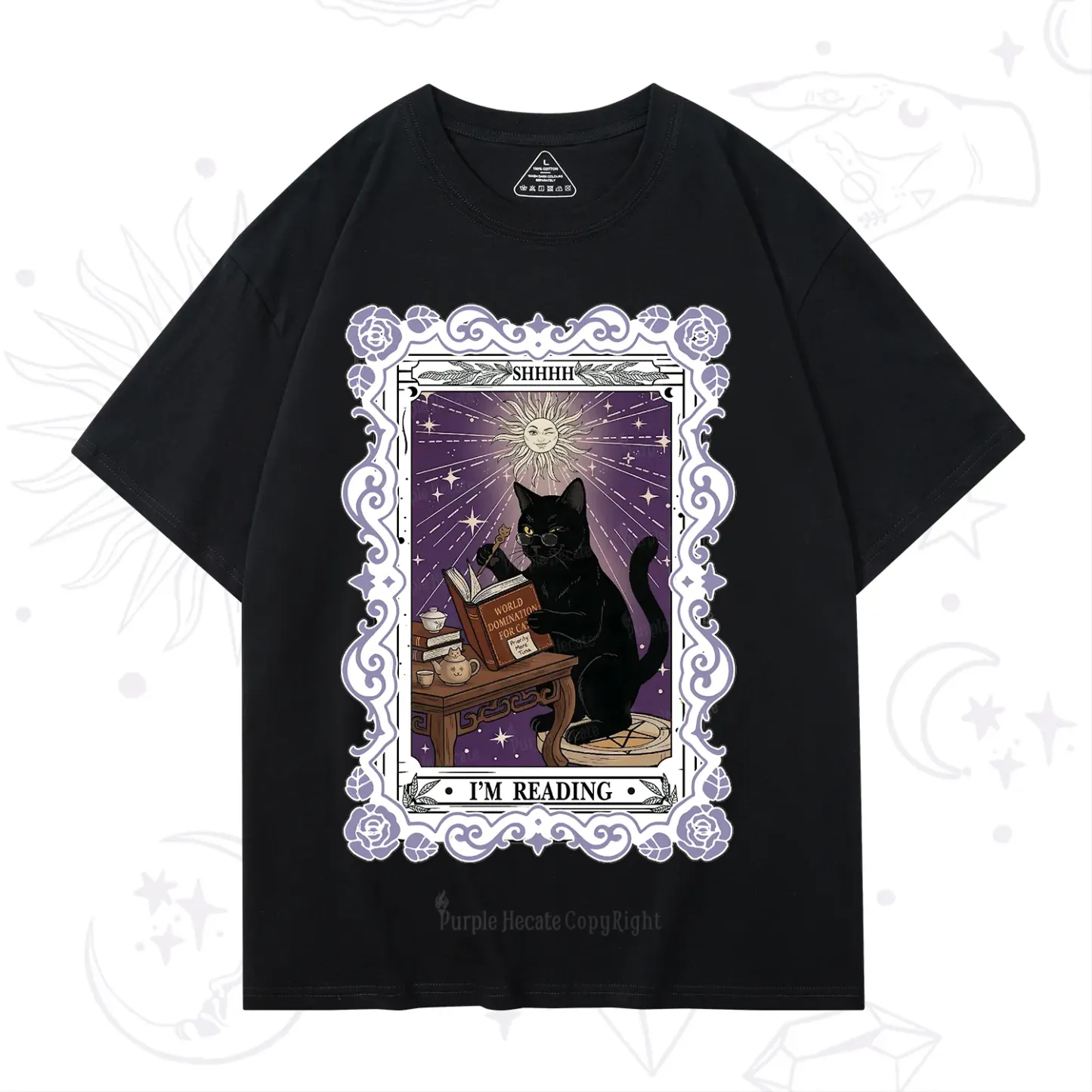 Purplehecate The Reading Cat Tarot T-Shirt