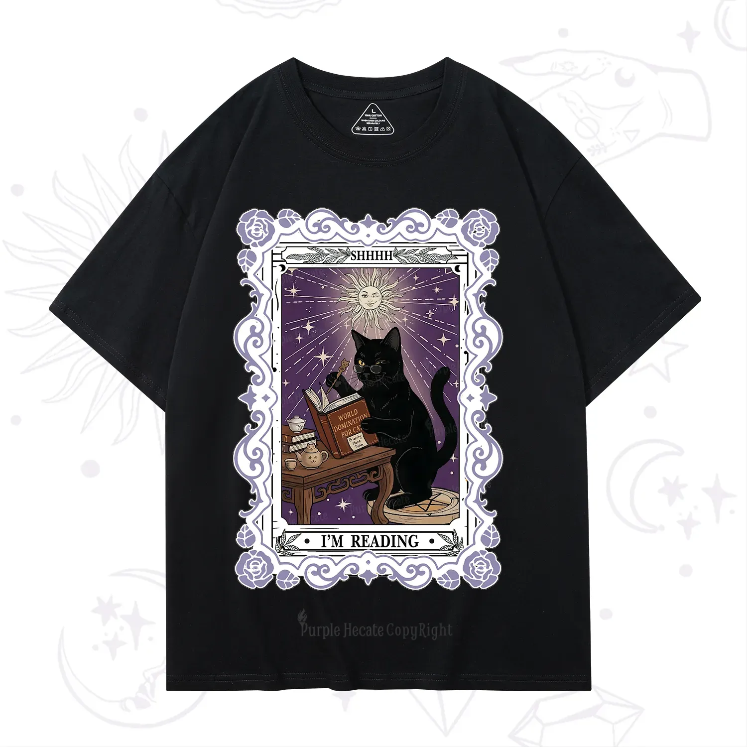 Purplehecate The Reading Cat Tarot T-Shirt