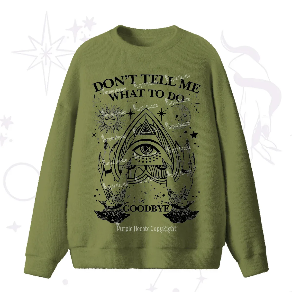 Purplehecate Don't Tell Me What To Do Witch Planchette Eye Fuzzy Ugly Sweater