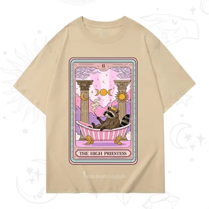 Purplehecate The High Priestess Raccoon Tarot T-Shirt