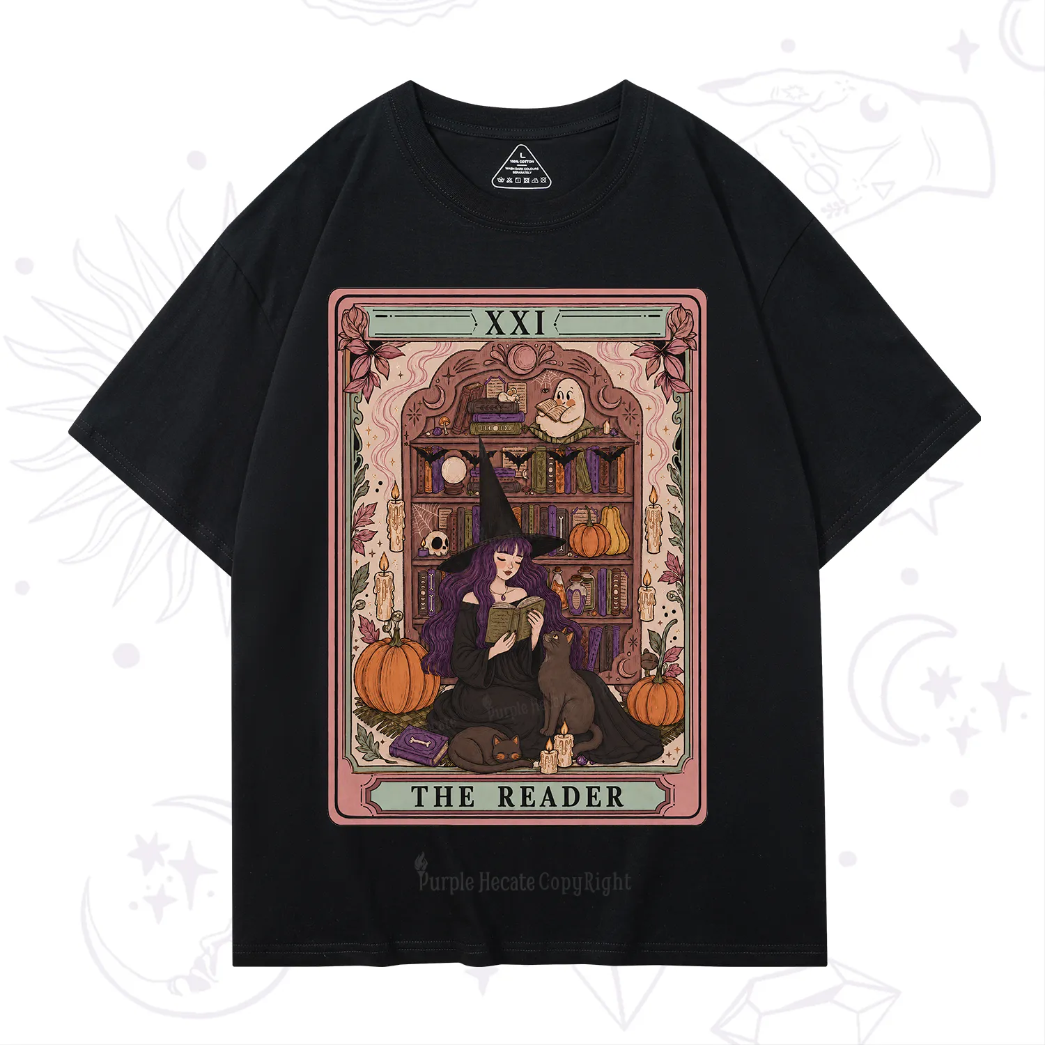 Purplehecate The Reader Tarot Bookish Witch T-Shirt
