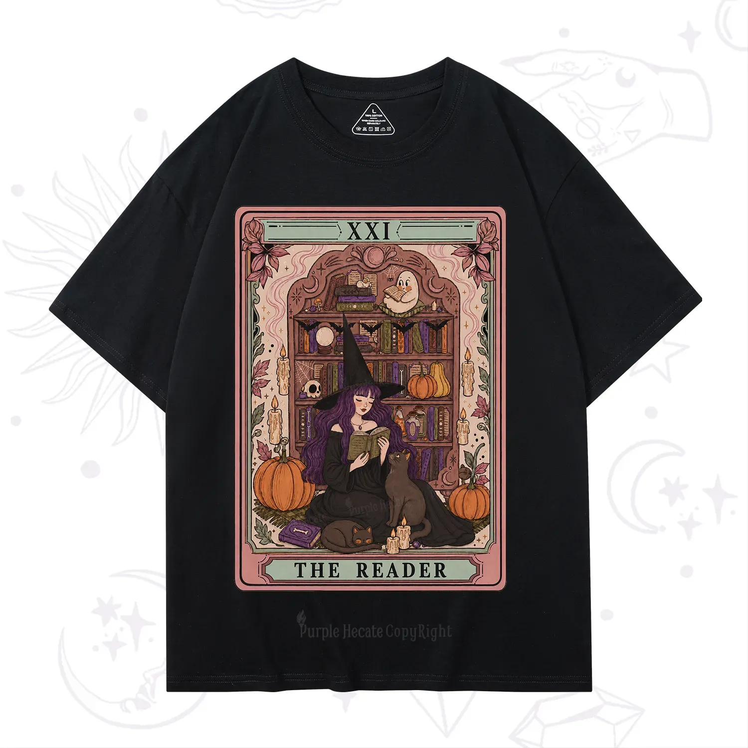 Purplehecate The Reader Tarot Bookish Witch T-Shirt