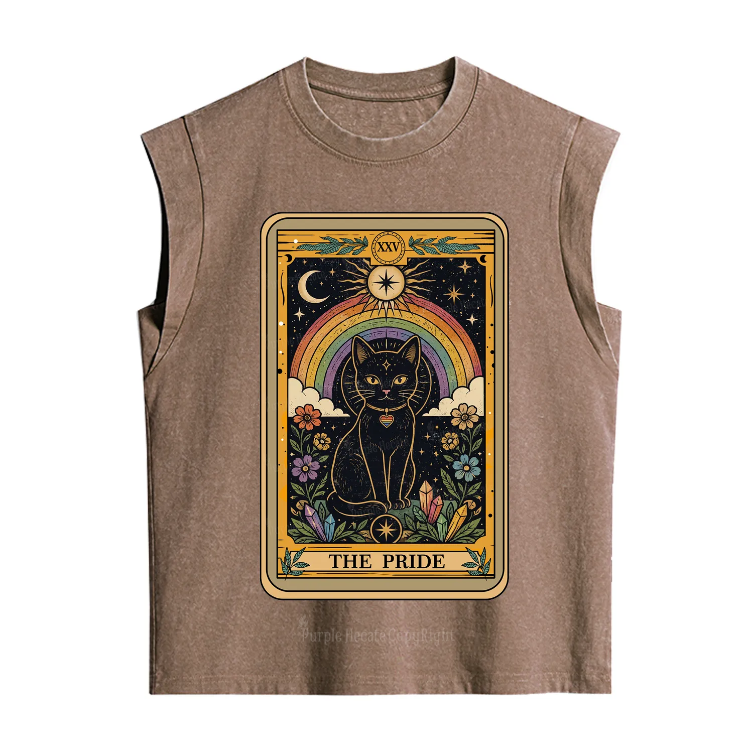 Purplehecate The Pride Black Cat Tarot Vintage Washed Tank