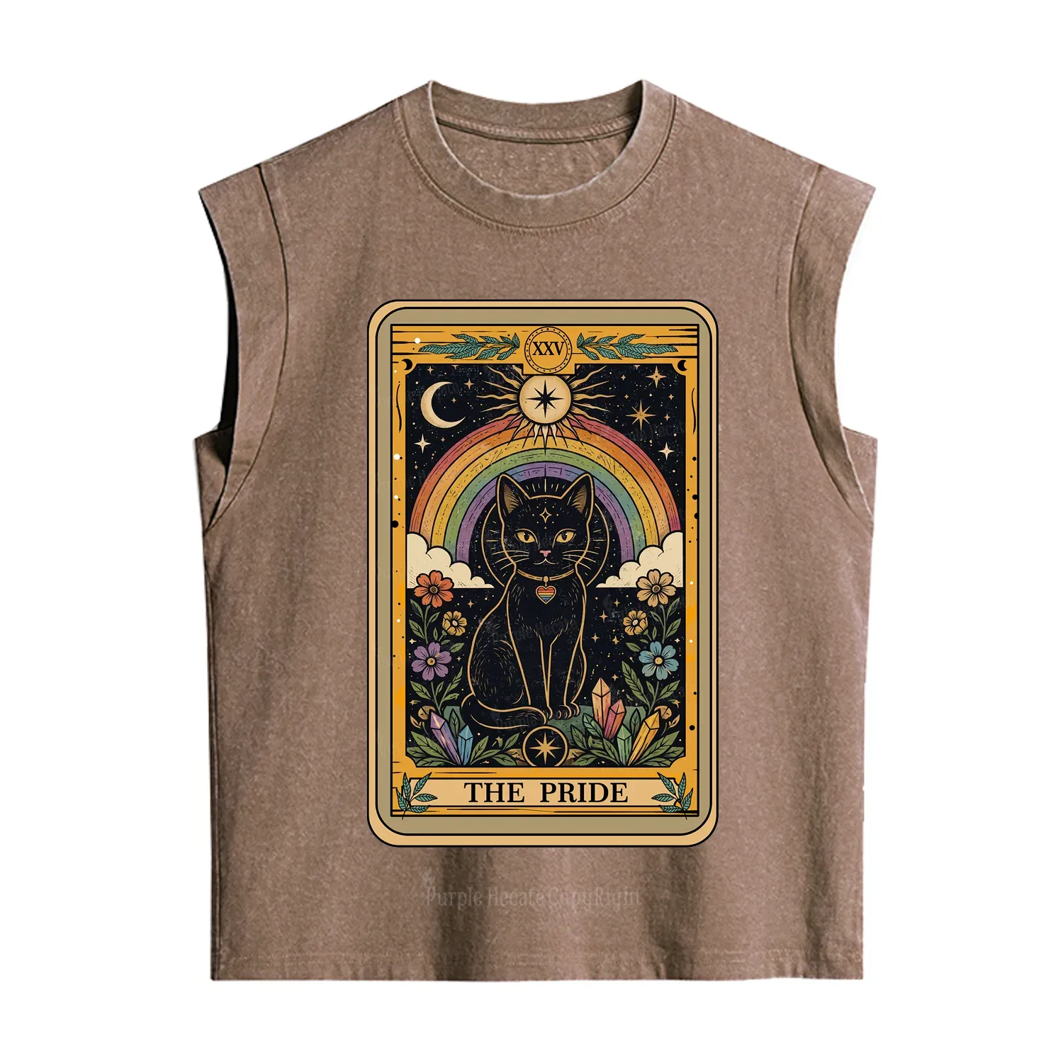 Purplehecate The Pride Black Cat Tarot Vintage Washed Tank