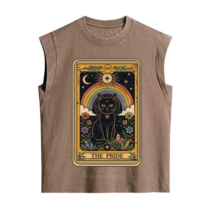 Purplehecate The Pride Black Cat Tarot Vintage Washed Tank