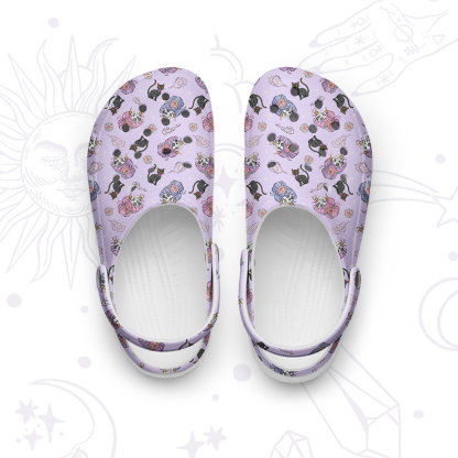 Purplehecate Magical Cat Skeleton Mom Rubber Clogs