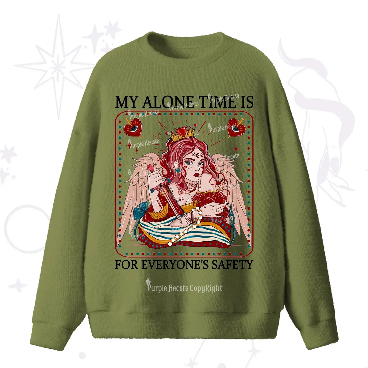 Purplehecate My Alone Time Is For Everyone's Safety Fuzzy Ugly Sweater