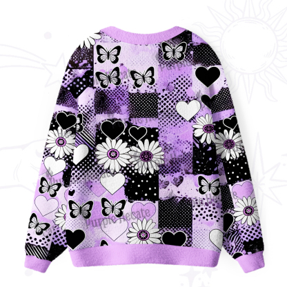 Purplehecate Purple Butterfly Romance Ugly Cardigan Sweaters