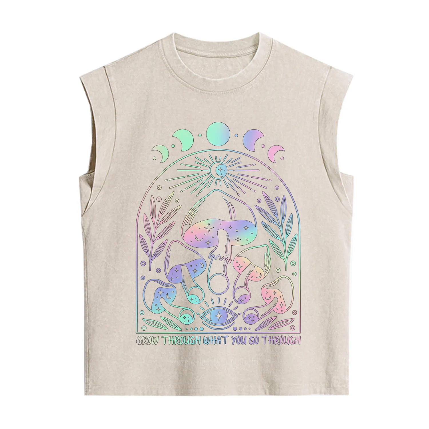 Purplehecate Moon Phases Mushroom Vintage Washed Tank