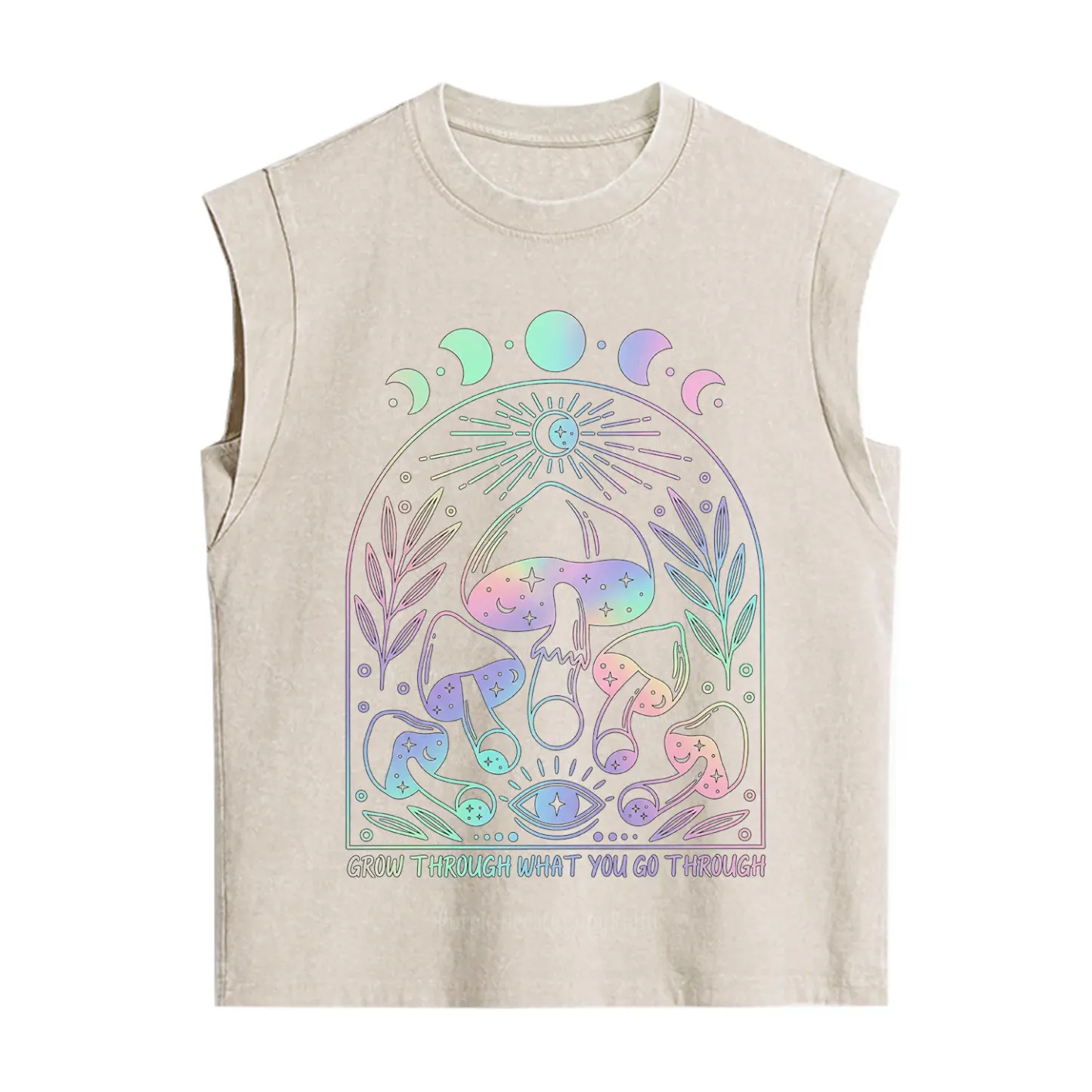 Purplehecate Moon Phases Mushroom Vintage Washed Tank