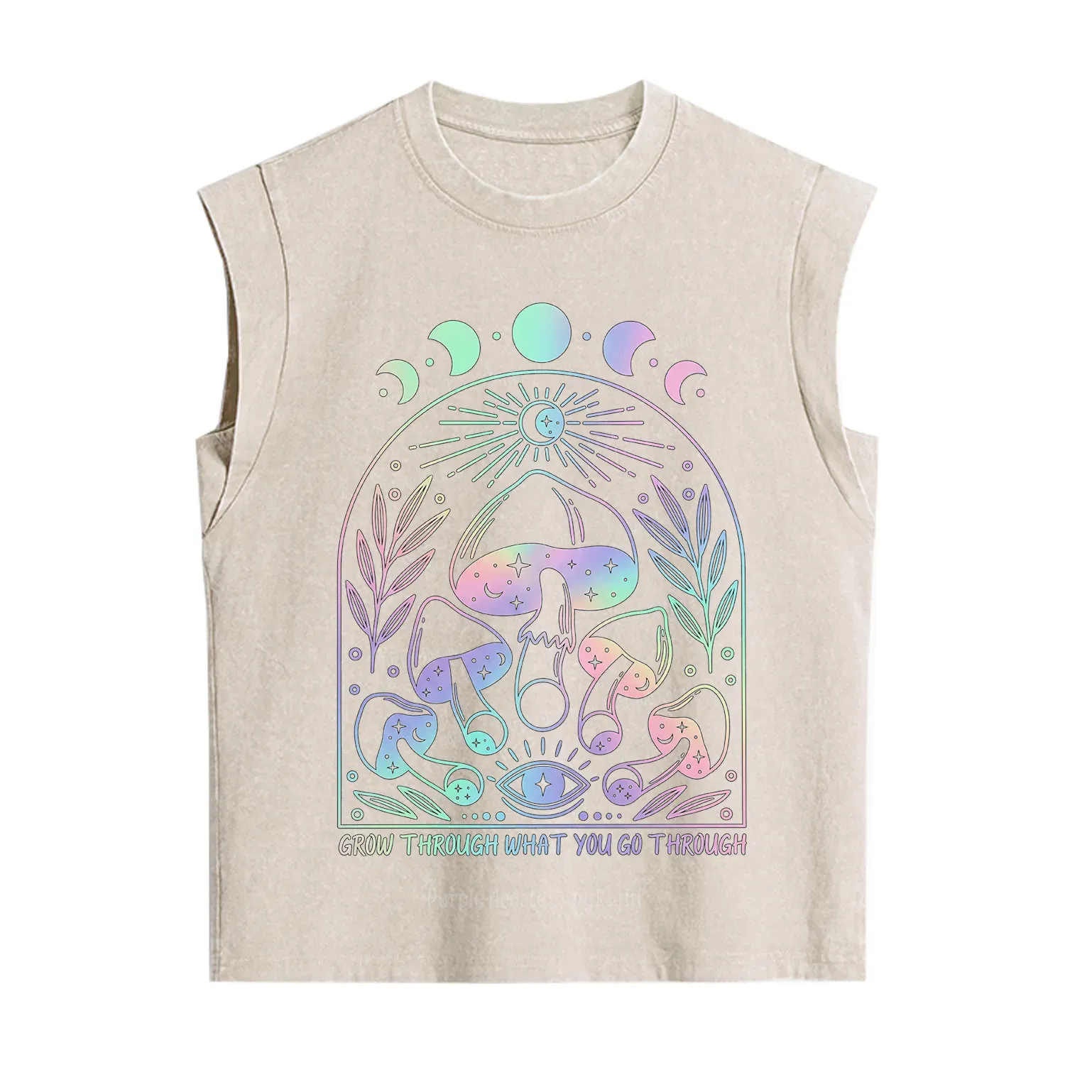 Purplehecate Moon Phases Mushroom Vintage Washed Tank