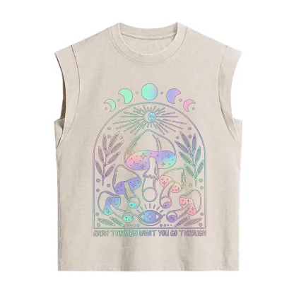 Purplehecate Moon Phases Mushroom Vintage Washed Tank